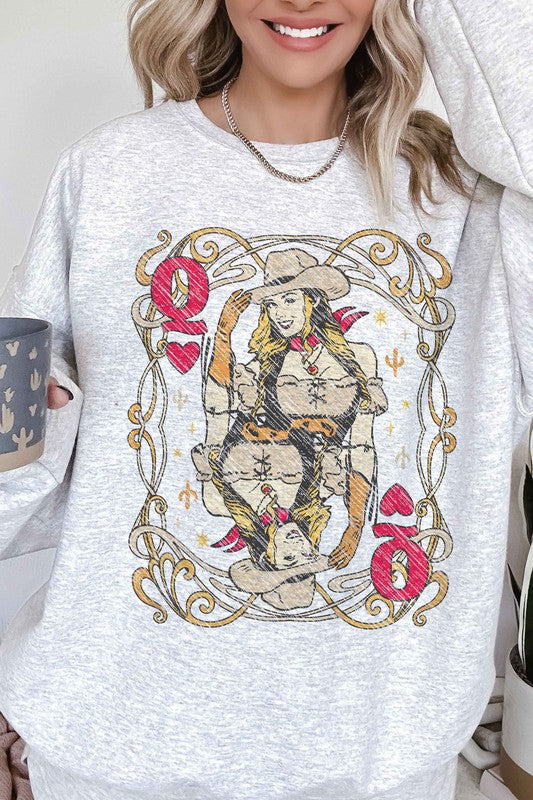 WESTERN QUEEN OF HEARTS OVERSIZED SWEATSHIRT