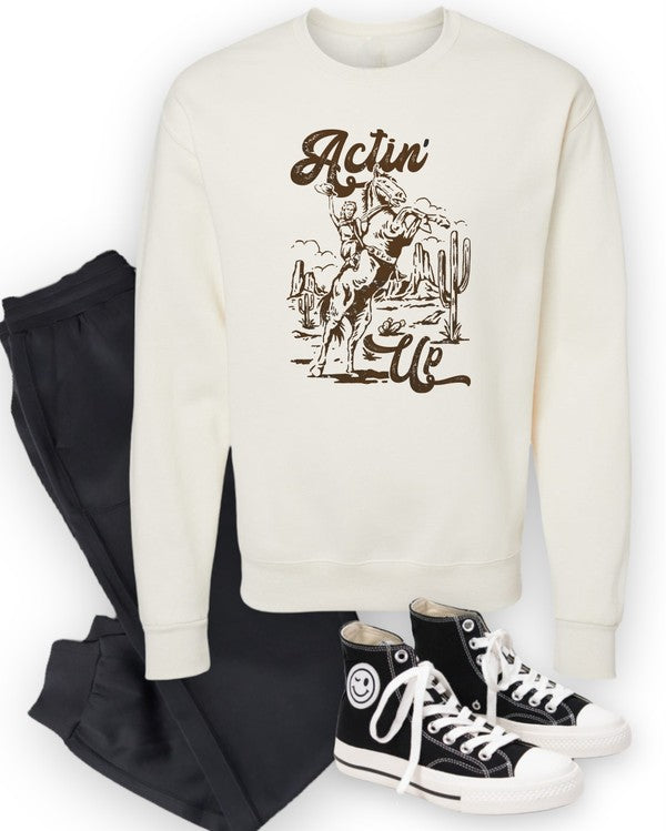 Actin Up Cowgirl Graphic Crew Sweatshirt