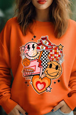 Smile Face Basketball Graphic Fleece Sweatshirts