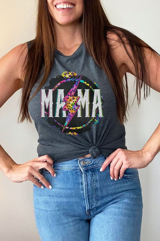 Mother's Day Mama Colored Leopard Bolt Tank Top