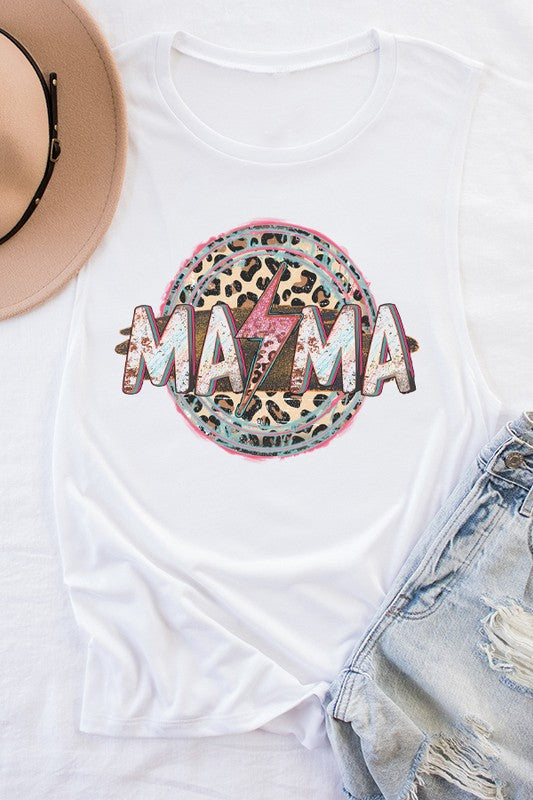 Mother's Day Mama Bolt Leopard Circle Tank Top