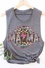 Mother's Day Mama Bolt Leopard Circle Tank Top