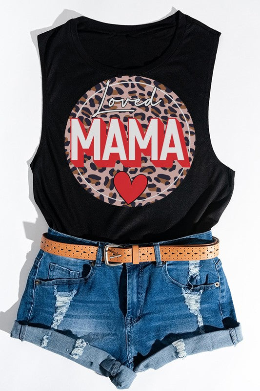 Mother's Day Loved Mama Leopard Circle Tank Top