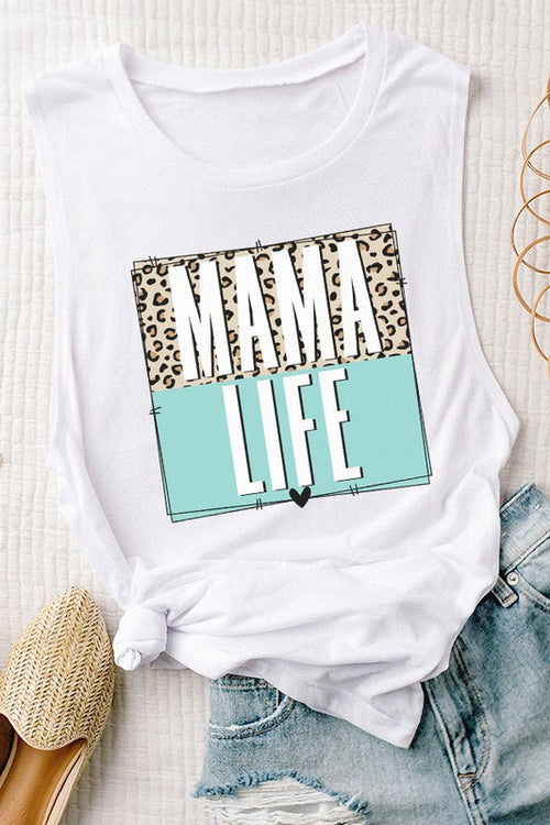 Mother's Day Mama Life Block Muscle Tank Top