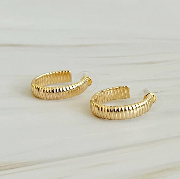 Small Lux Cabled Golden Hoop Earrings