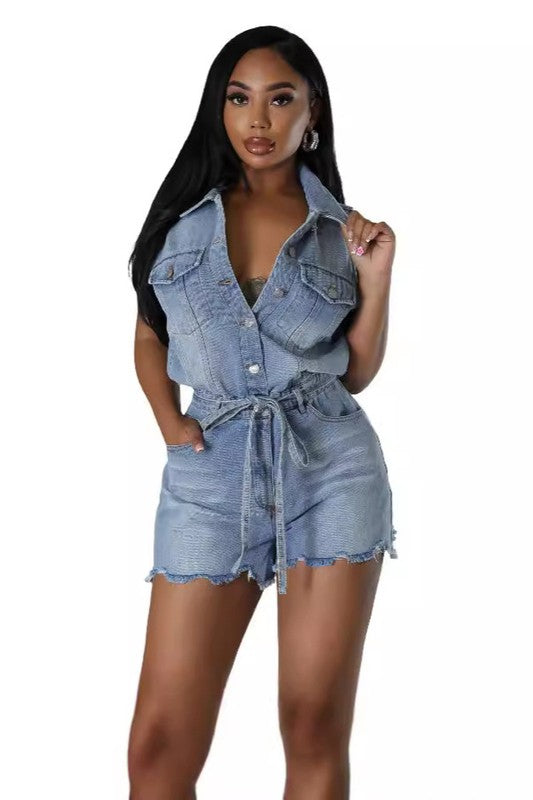 WOMEN FASHION DENIM ROMPERS