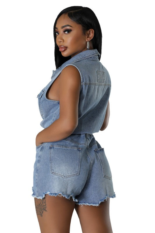 WOMEN FASHION DENIM ROMPERS