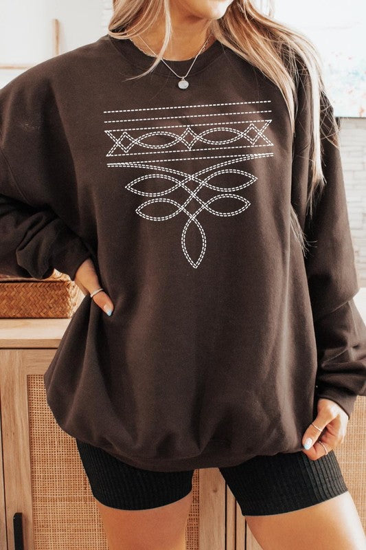 Western Boot Stitch Graphic Sweatshirt