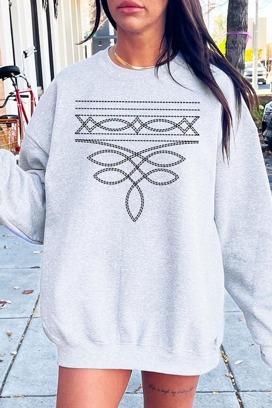 Western Boot Stitch Graphic Sweatshirt