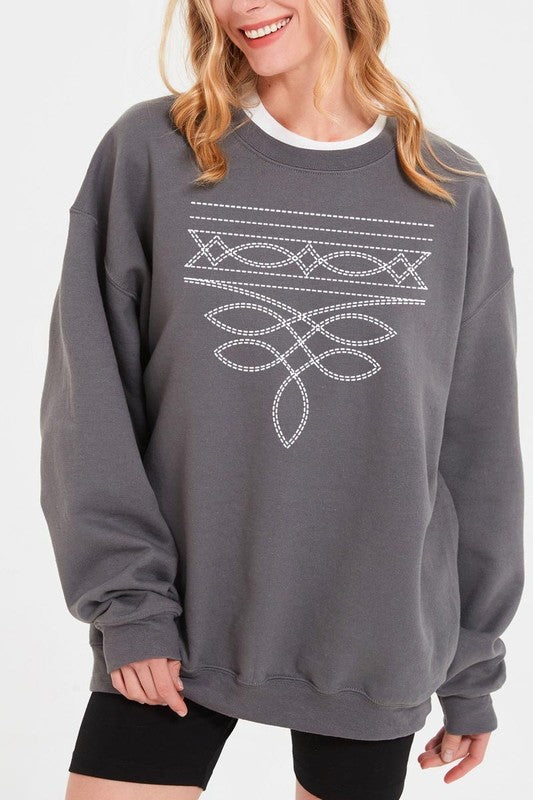 Western Boot Stitch Graphic Sweatshirt