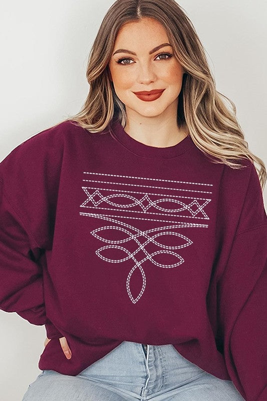 Western Boot Stitch Graphic Sweatshirt