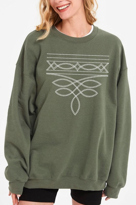 Western Boot Stitch Graphic Sweatshirt