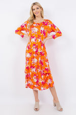 Celeste Full Size Pick-Up Hem Asymmetric Floral Midi Dress