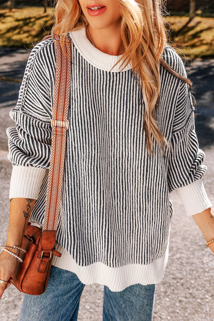 Round Neck Dropped Shoulder Sweater