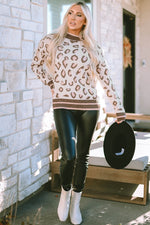 Leopard Mock Neck Long Sleeve Sweater
