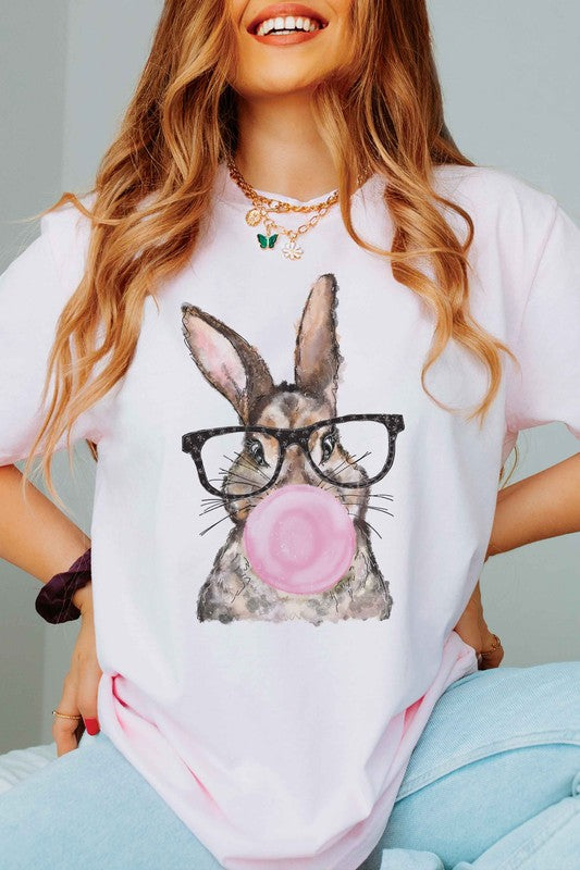 BUBBLE GUM BUNNY WITH GLASSES Graphic T-Shirt