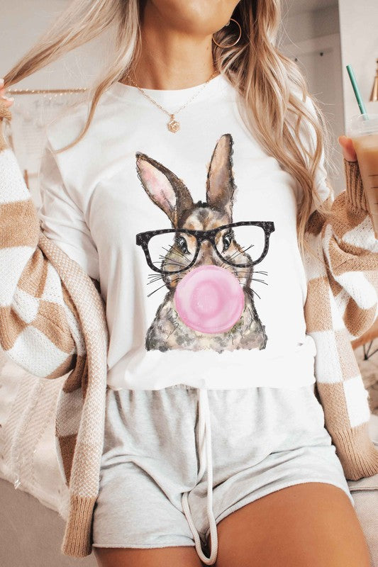 BUBBLE GUM BUNNY WITH GLASSES Graphic T-Shirt