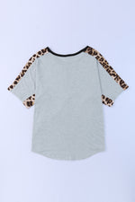 Leopard Bow Round Neck Half Sleeve T-Shirt