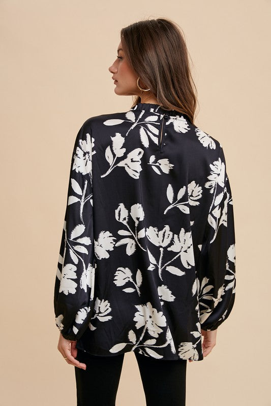 Annie Wear Frill Printed Balloon Sleeve Blouse