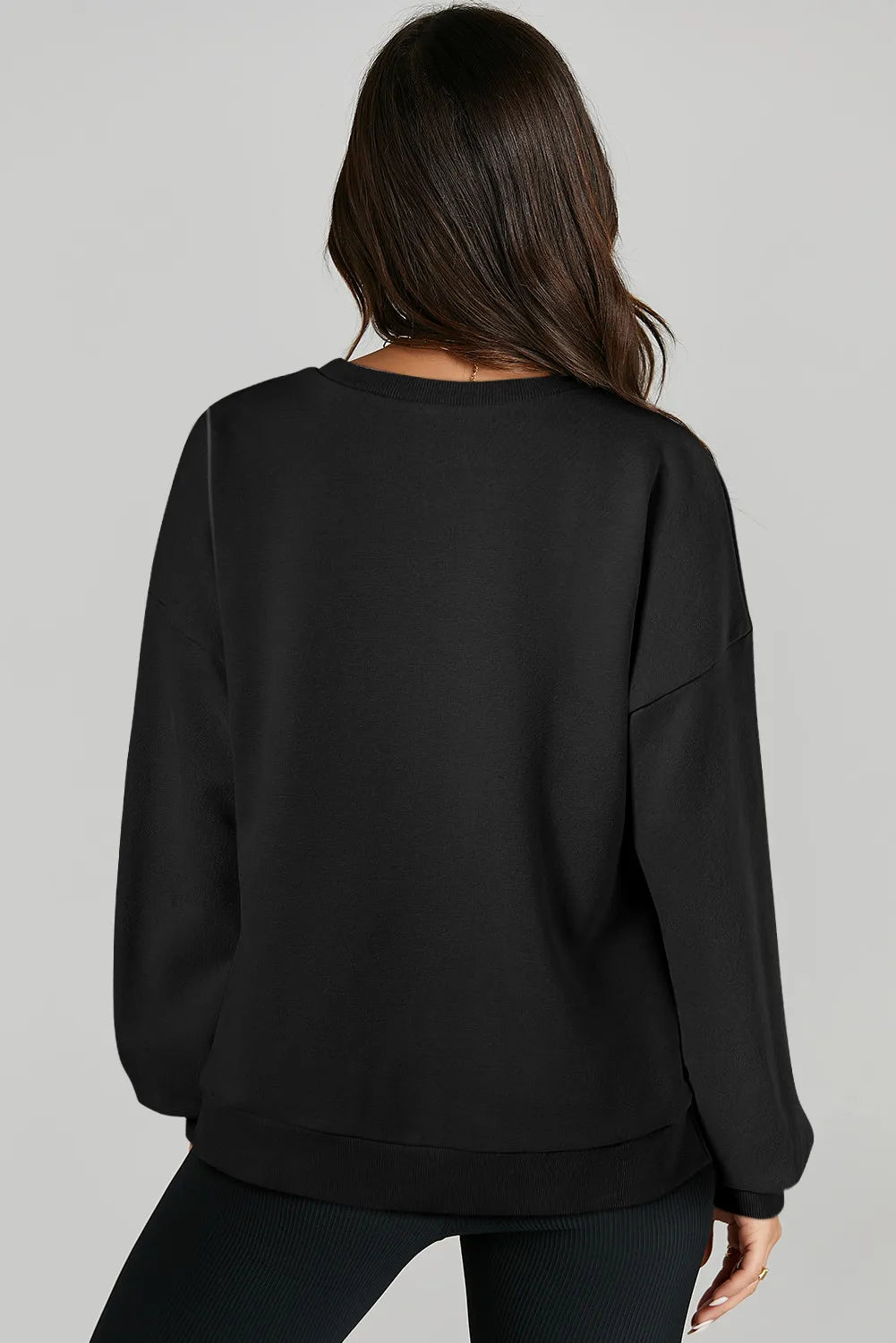 High-Low Round Neck Long Sleeve Sweatshirt