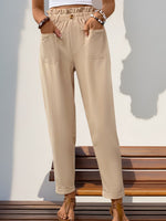 Frill High Waist Pants with Pockets