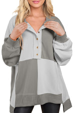 Contrast Half Button Long Sleeve Sweatshirt