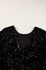Sequin Round Neck Long Sleeve Blouse