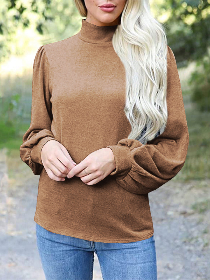 Full Size Mock Neck Long Sleeve T-Shirt