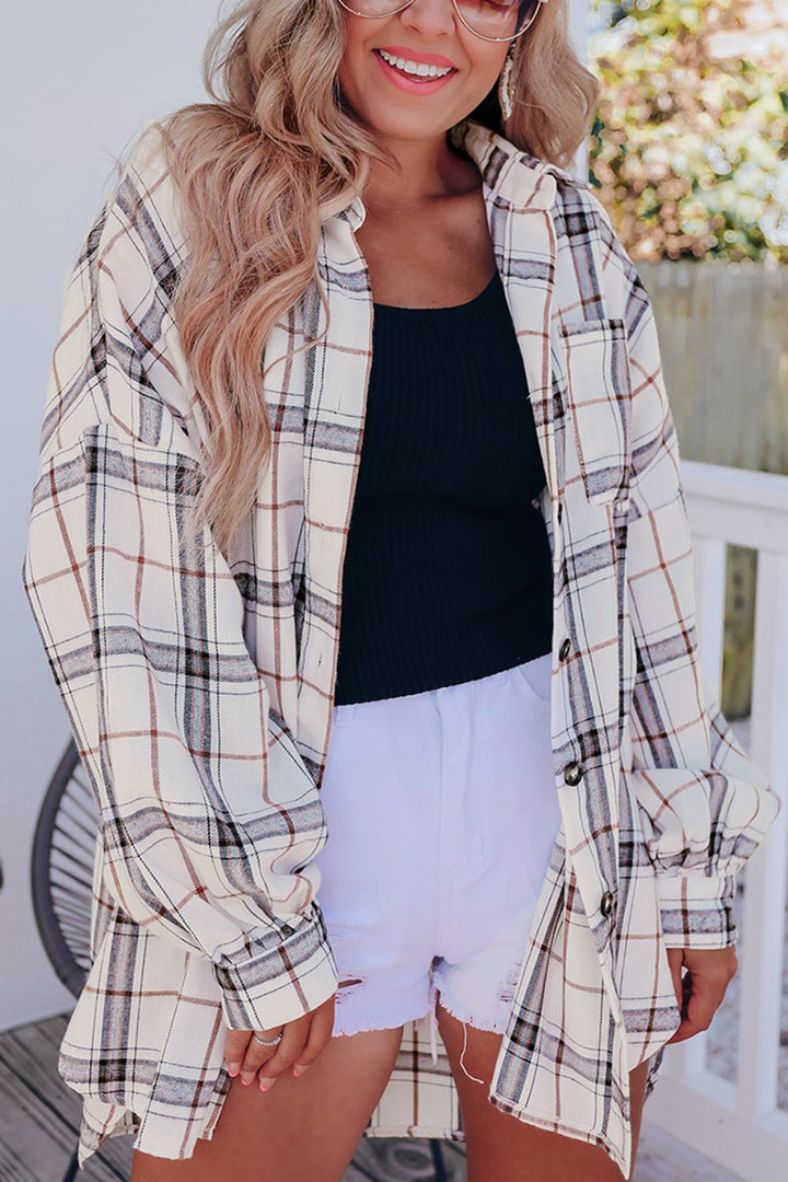 Plaid Button Up Long Sleeve Shacket