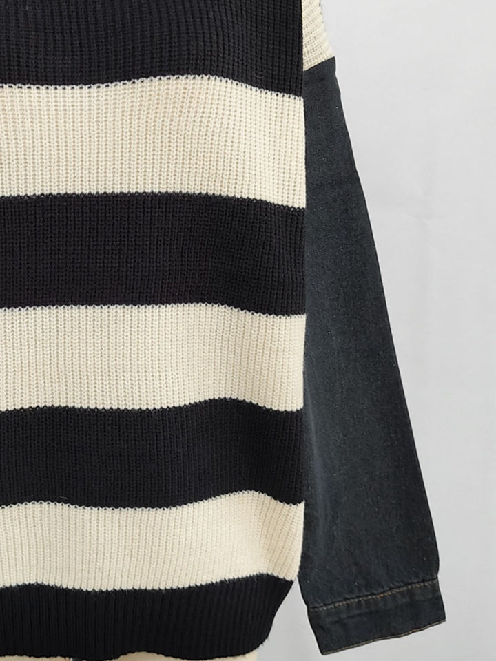 Contrast Round Neck Long Sleeve Sweater