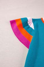 Color Block Round Neck Knit Top
