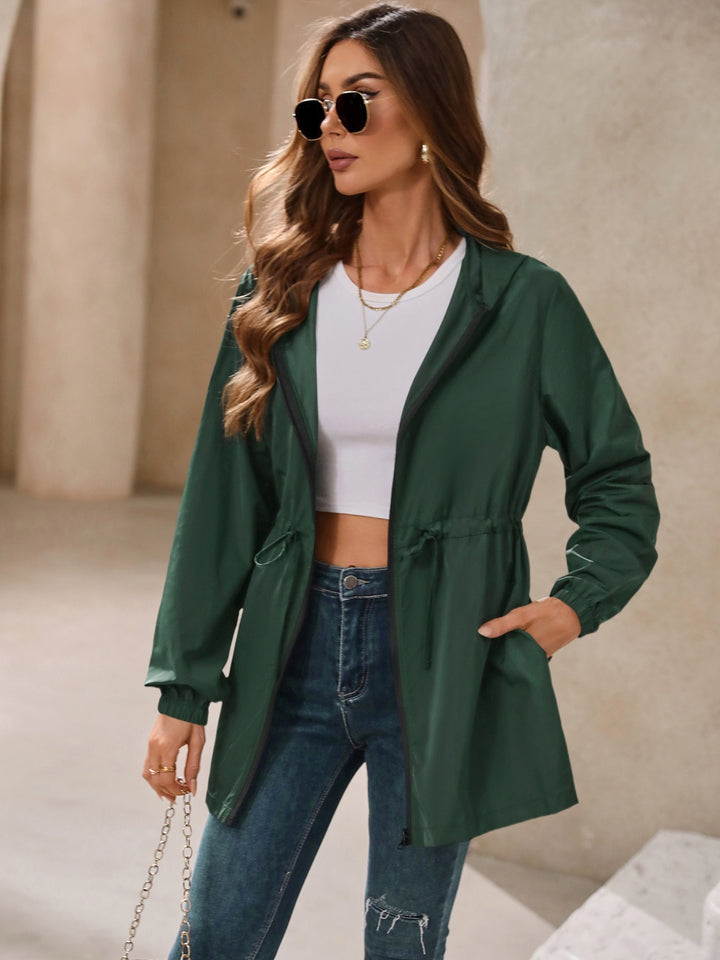 Zip Up Long Sleeve Hooded Jacket