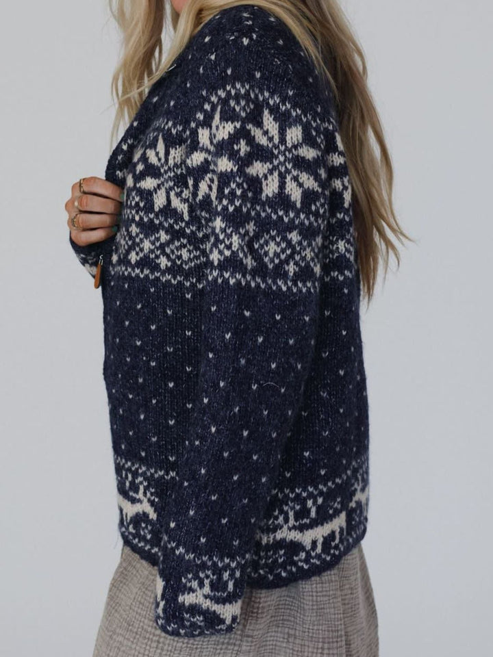 Winter Wonderland Zip Up Long Sleeve Cardigan