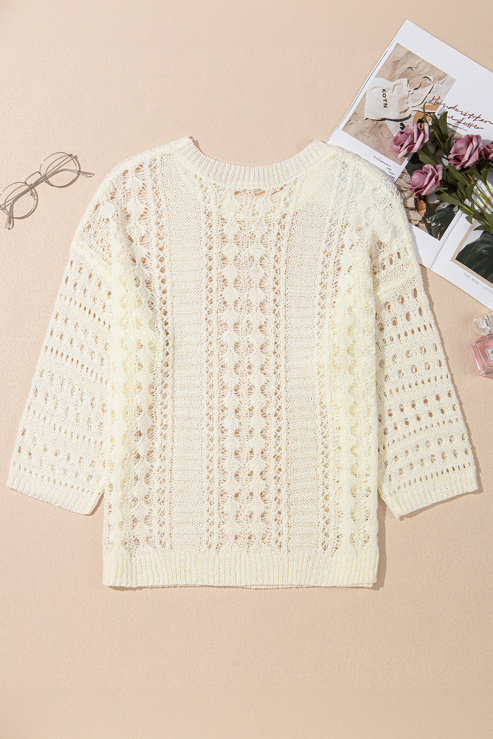 Hollow Out Drop Shoulder Sweater