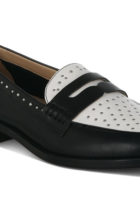 Raisa Stud Embellished Penny Loafers