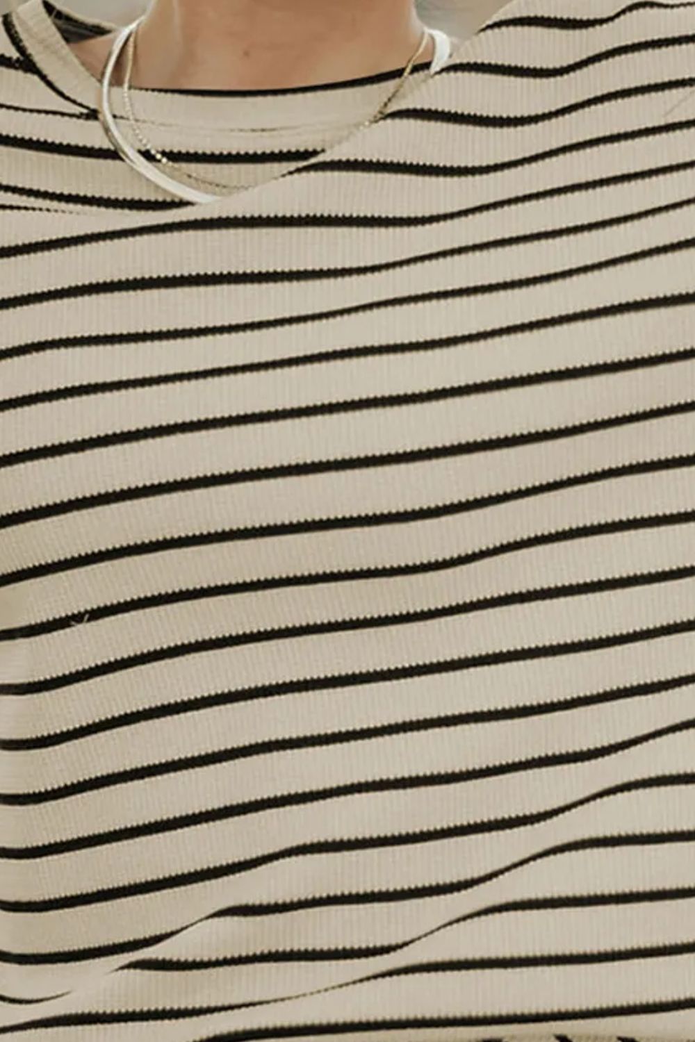 Striped Round Neck Dropped Shoulder Top