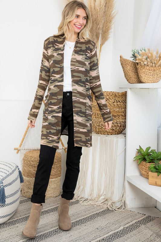 CAMOUFLAGE POCKETS CARDIGAN