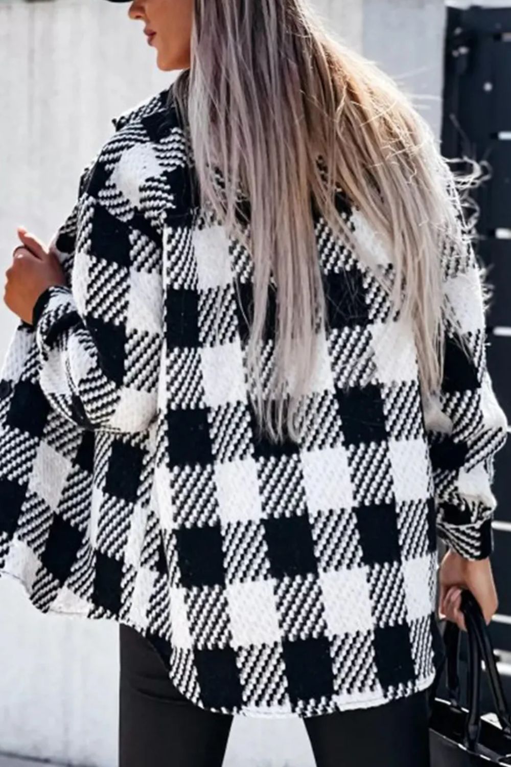 Plaid Button Up Long Sleeve Jacket