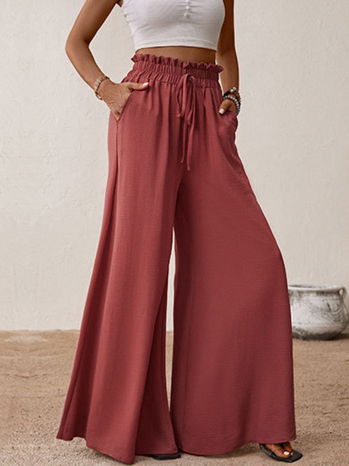 Perfee Frill Tied Wide Leg Pants