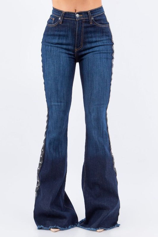 Ropin Bell Bottom Jean in Dark Wash