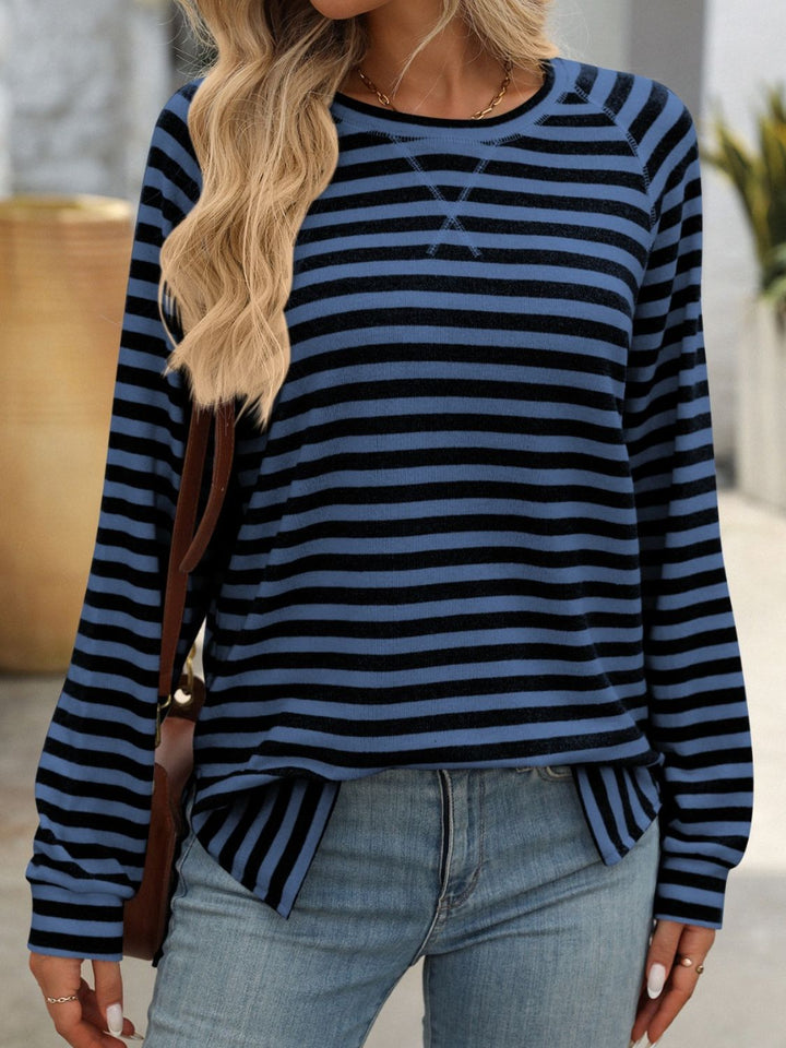 Striped Round Neck Long Sleeve T-Shirt