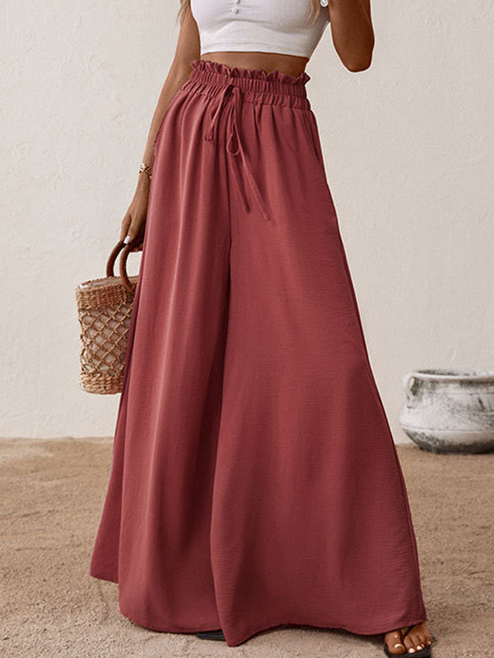 Perfee Frill Tied Wide Leg Pants