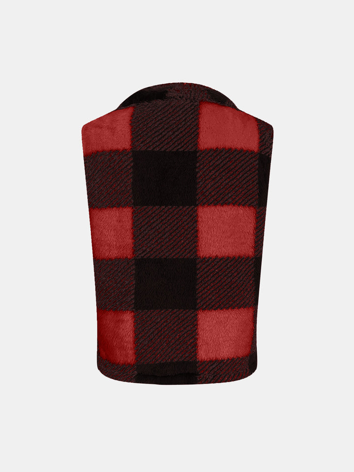 Plaid Open Front Vest Coat