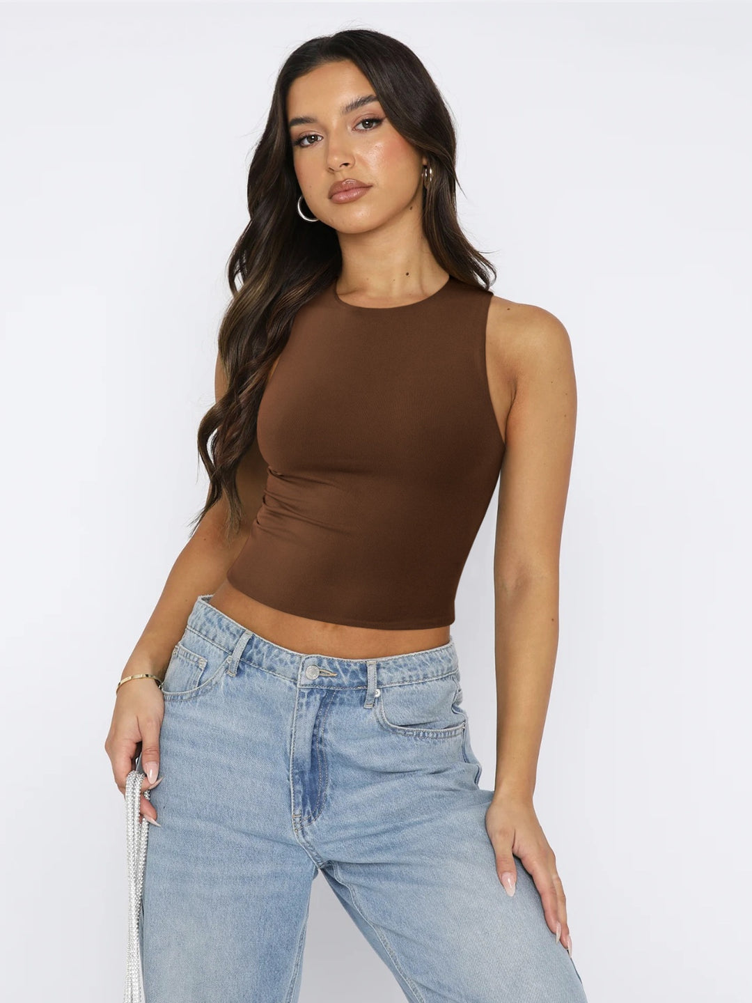 Round Neck Cropped Tank