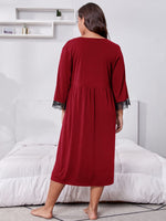 Plus Size Lace Detail V-Neck Lounge Dress