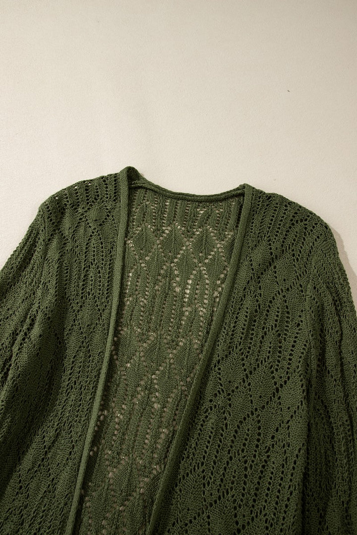 Openwork Open Front Long Sleeve Cardigan