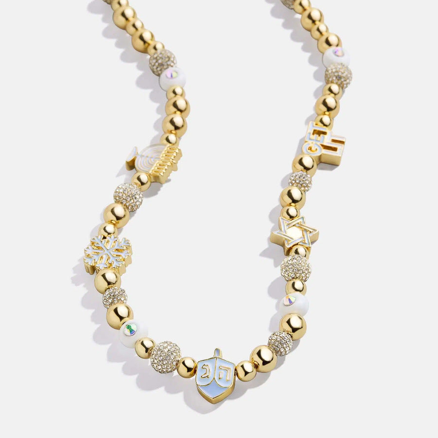 Rhinestone 14K Gold-Plated Beaded Necklace