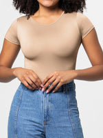 Full Size Round Neck Short Sleeve Bodysuit