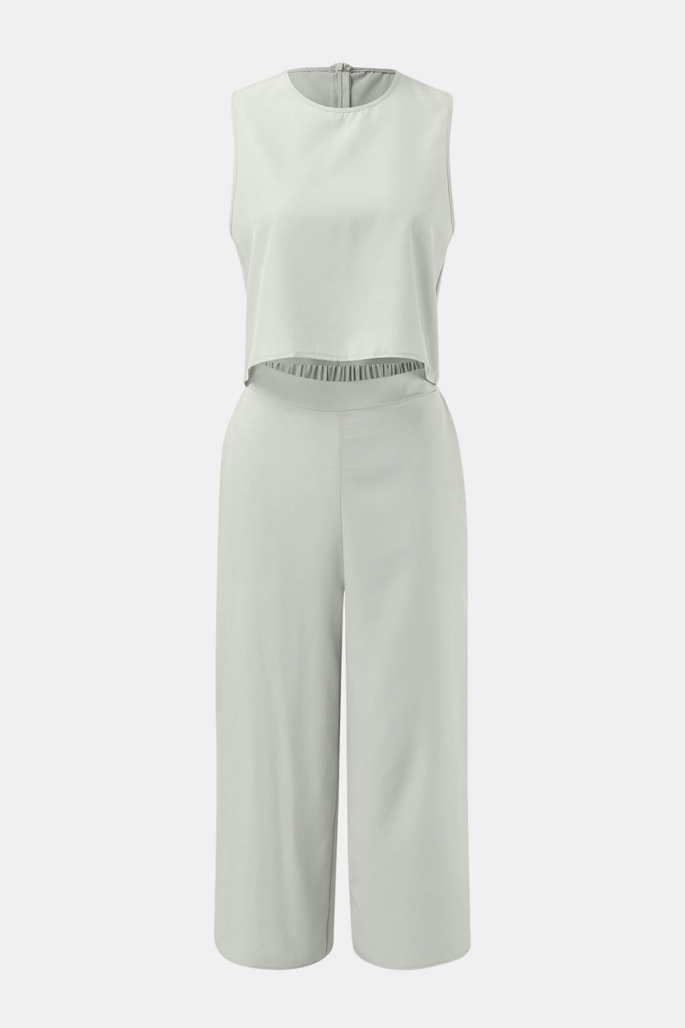 Round Neck Top and Wide Leg Pants Set