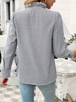 Lace Detail Ruffled Round Neck Long Sleeve Shirt